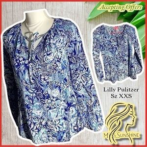Lilly Pulitzer - Sz XXS - blue White Sea foam green pattern - keyhole front